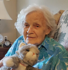 Peggy Pitsenbarger with Fredericka the Cat